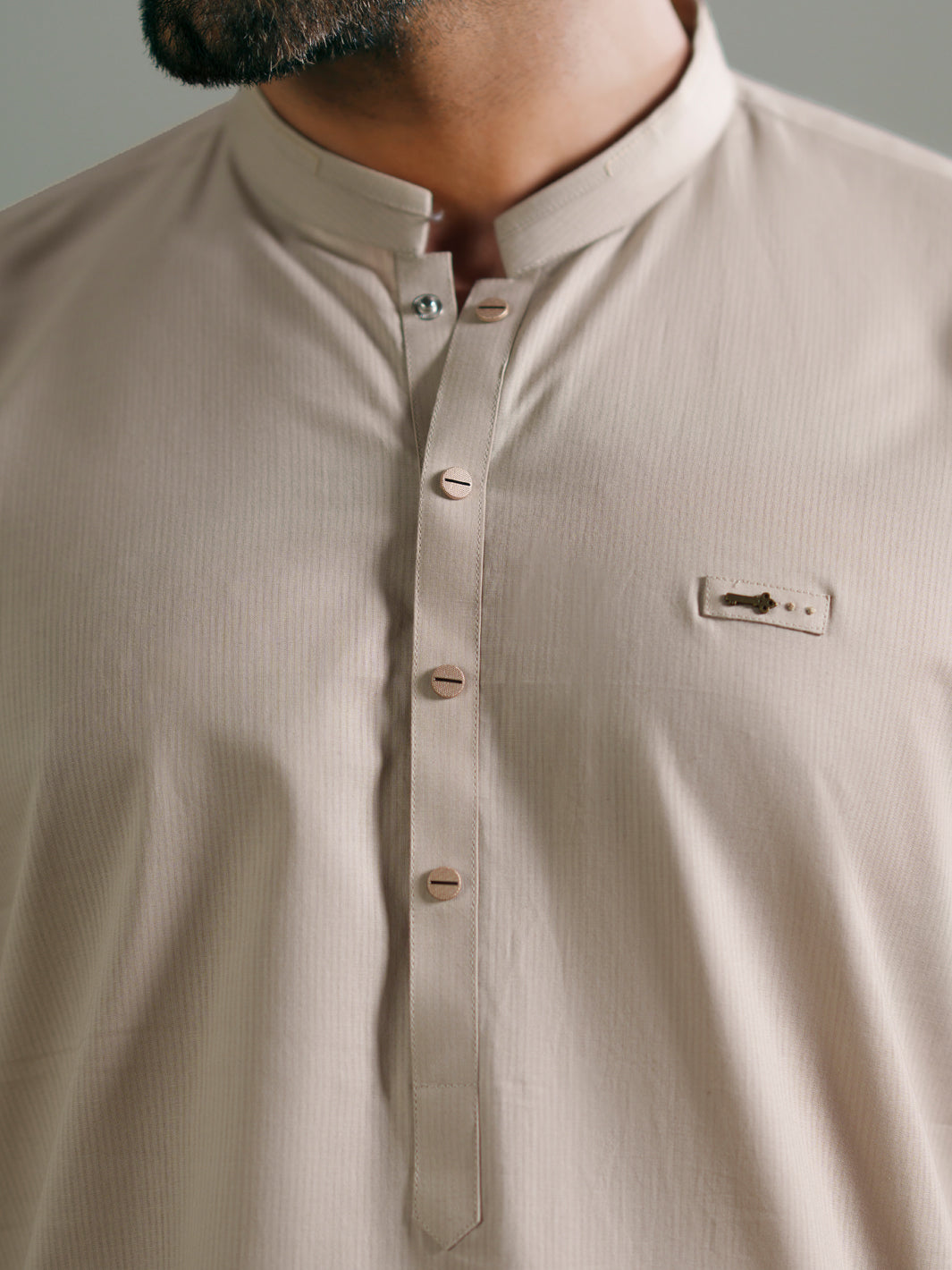 Beige Cotton Cut & Sew Kameez Shalwar - AL-KS-3336