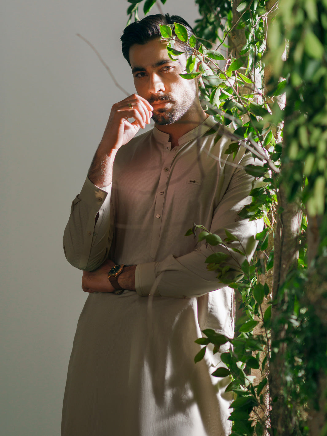 Beige Cotton Cut & Sew Kameez Shalwar - AL-KS-3336