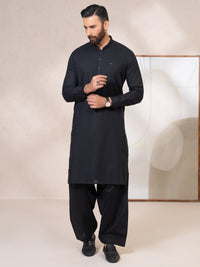 Black Cotton Cut & Sew Kameez Shalwar - AL-KS-3339
