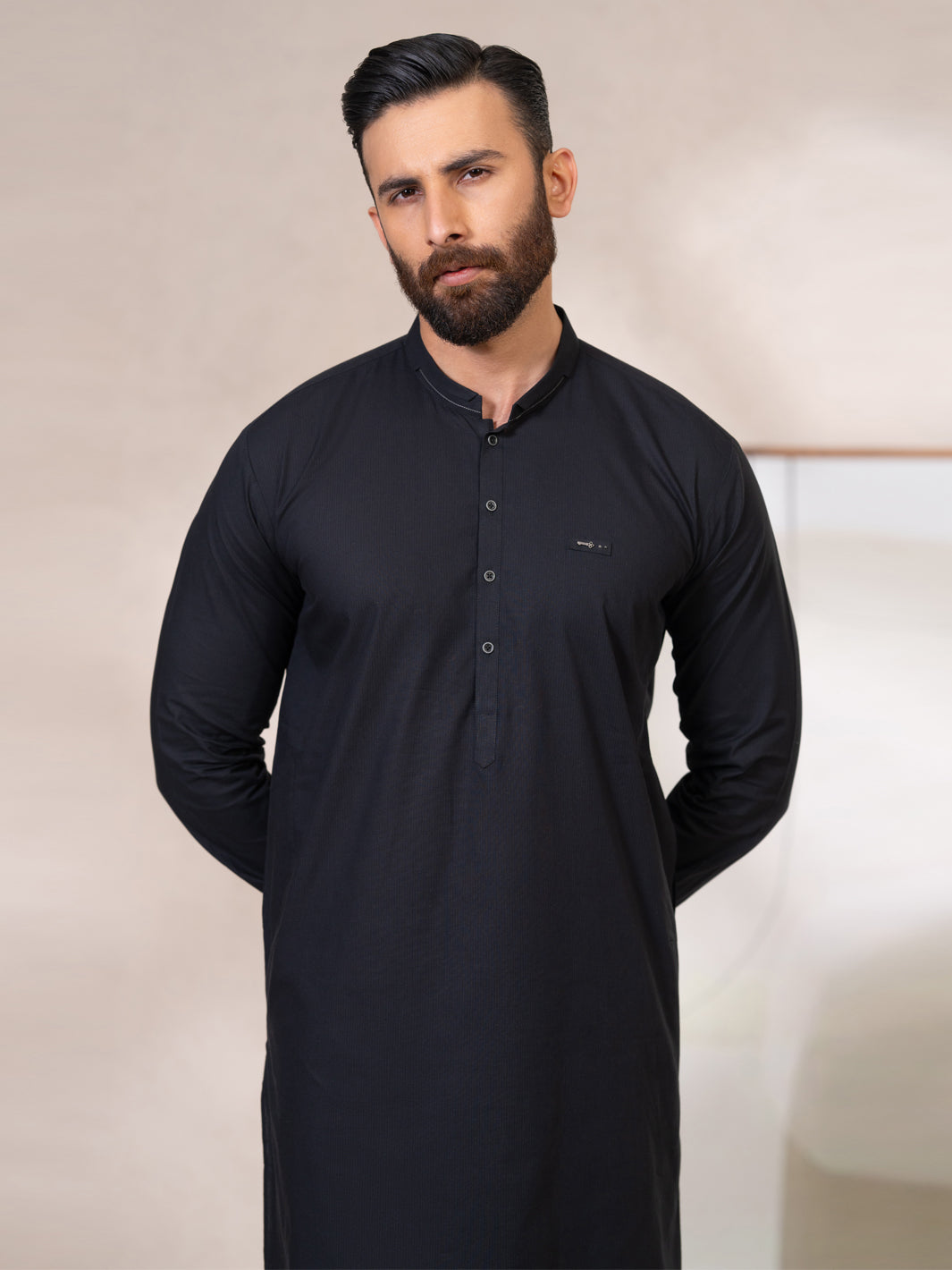 Black Cotton Cut & Sew Kameez Shalwar - AL-KS-3339