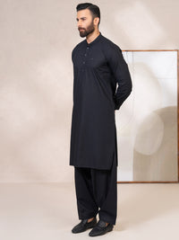 Black Cotton Cut & Sew Kameez Shalwar - AL-KS-3339