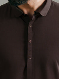 Brown Semi-Formal Kameez Shalwar - AL-KS-3343A
