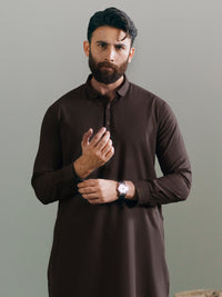 Brown Semi-Formal Kameez Shalwar - AL-KS-3343