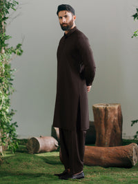 Brown Semi-Formal Kameez Shalwar - AL-KS-3343