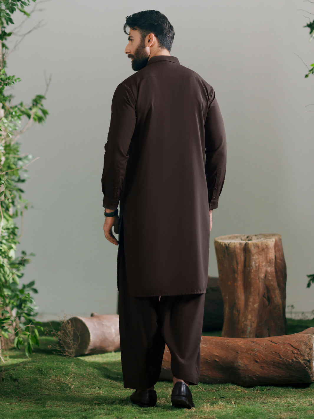 Brown Semi-Formal Kameez Shalwar - AL-KS-3343