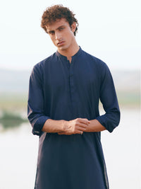 Navy Blue Cut & Sew Kameez Shalwar - AL-KS-3344