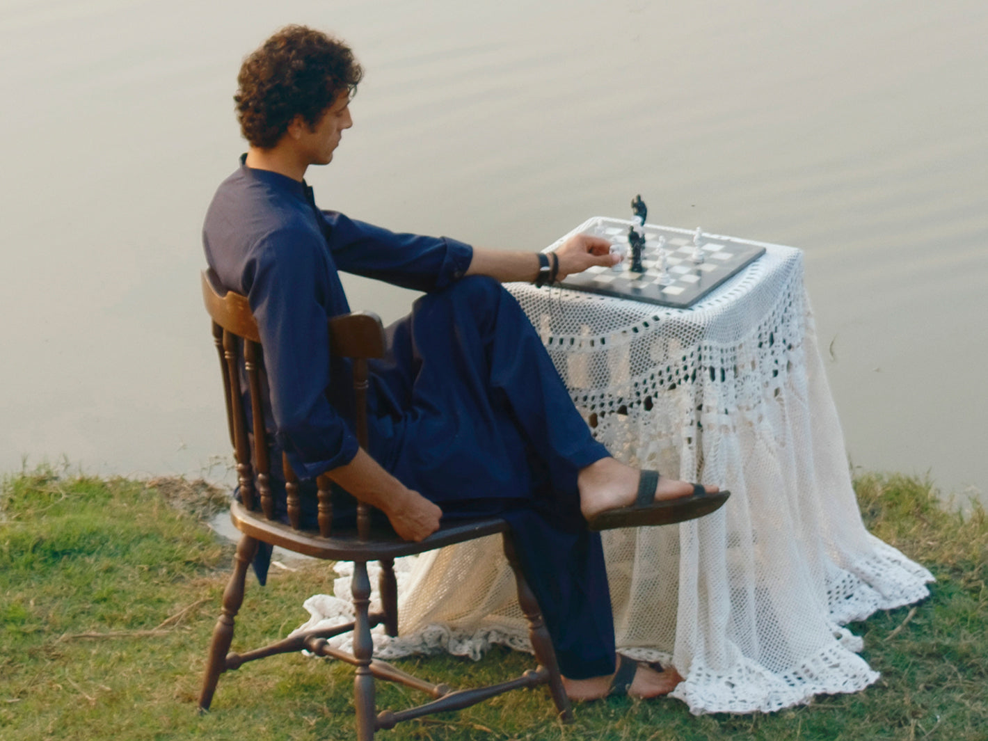 Navy Blue Cut & Sew Kameez Shalwar - AL-KS-3344