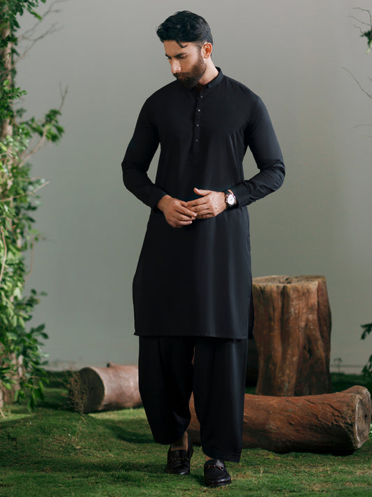 Black Cut & Sew Kameez Shalwar - AL-KS-3345