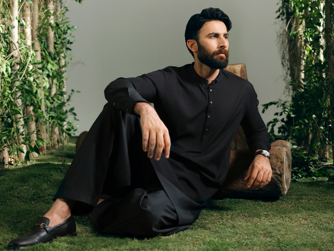 Black Cut & Sew Kameez Shalwar - AL-KS-3345