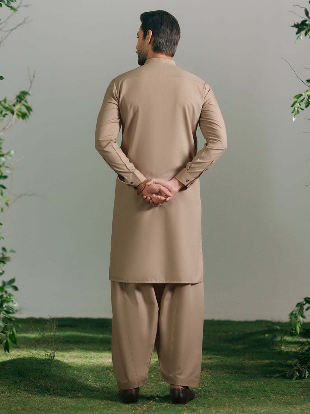 Beige Cut & Sew Kameez Shalwar - AL-KS-3346