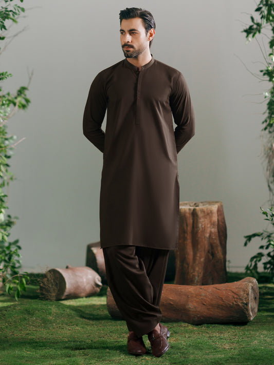 Olive Green Cuts & Sew Kameez Shalwar - AL-KS-3348