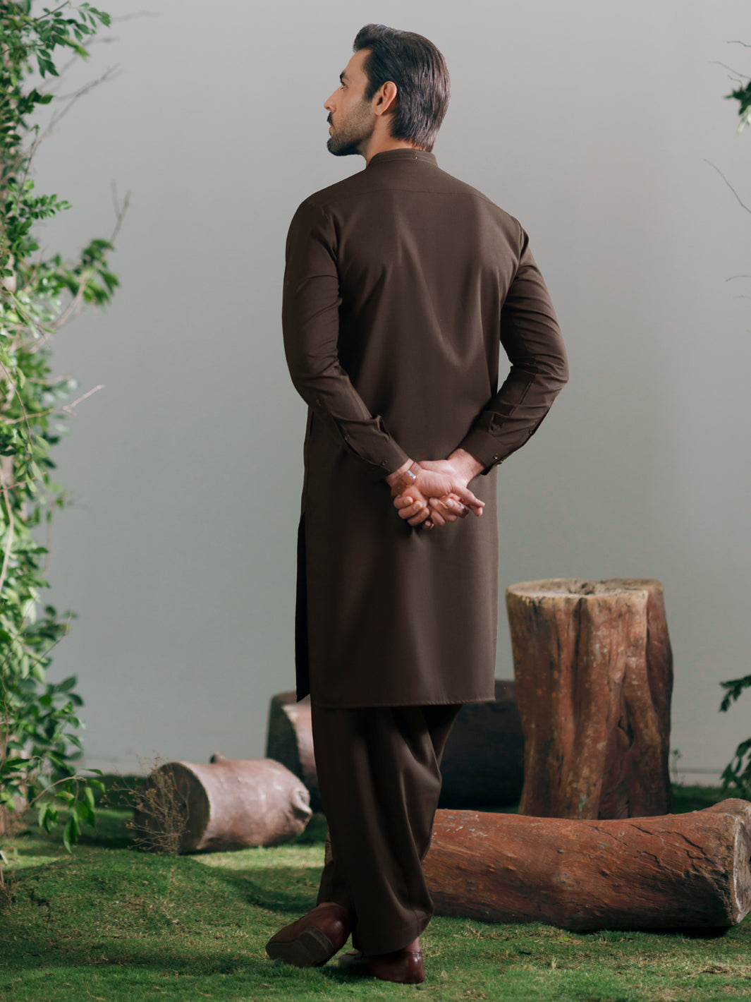 Olive Green Cuts & Sew Kameez Shalwar - AL-KS-3348