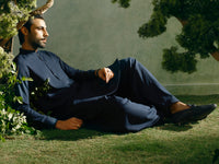 Navy Blue Cut & Sew Kameez Shalwar - AL-KS-3349