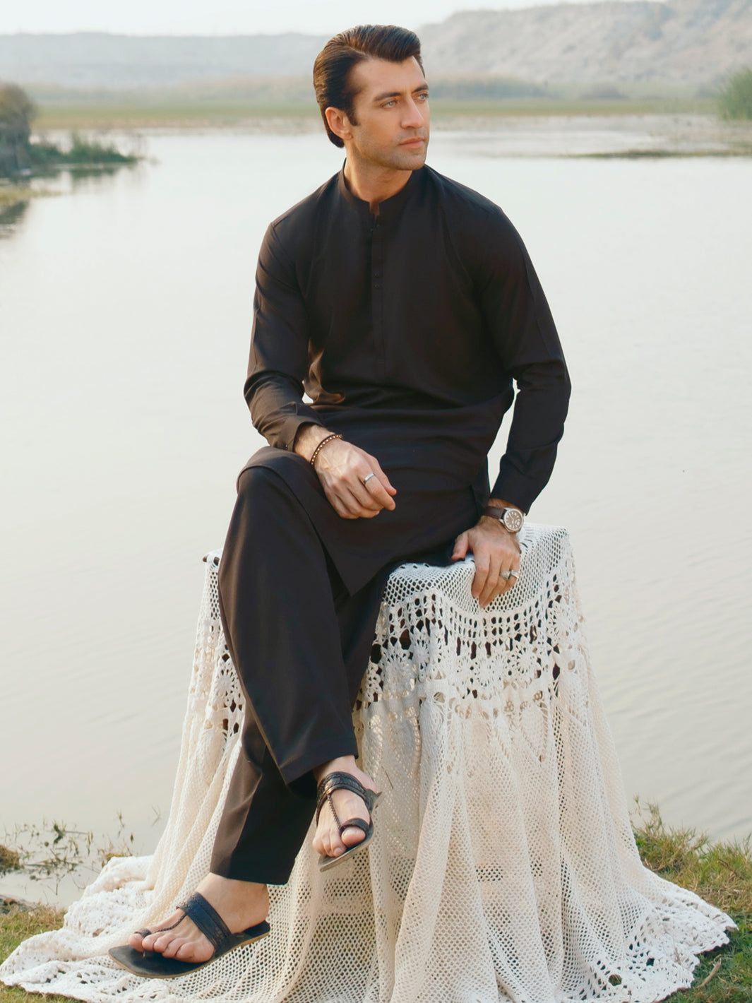 Black Cut & Sew Kameez Shalwar - AL-KS-3350