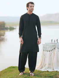Black Cut & Sew Kameez Shalwar - AL-KS-3350