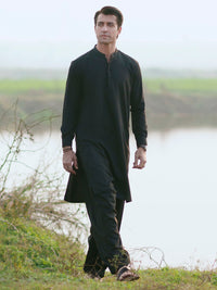 Black Cut & Sew Kameez Shalwar - AL-KS-3350