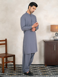 Grey Plain Kameez Shalwar - AL-KS-3351