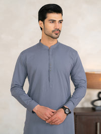 Grey Plain Kameez Shalwar - AL-KS-3351