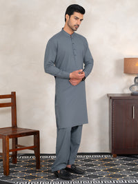 Bluish Grey Cut & Sew Kameez Shalwar - AL-KS-3354