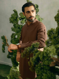 Brown Plain Kameez Shalwar - AL-KS-3355