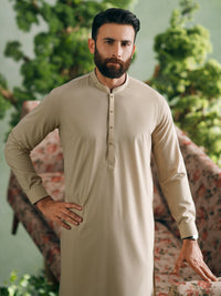 Beige Cut & Sew Kameez Shalwar - AL-KS-3356A