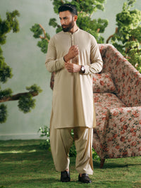 Beige Cut & Sew Kameez Shalwar - AL-KS-3356A