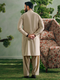 Beige Cut & Sew Kameez Shalwar - AL-KS-3356A