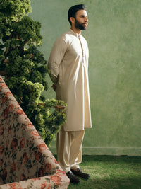 Beige Cut & Sew Kameez Shalwar - AL-KS-3356A