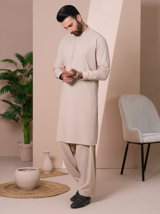 Beige Kameez Shalwar - AL-KS-3358