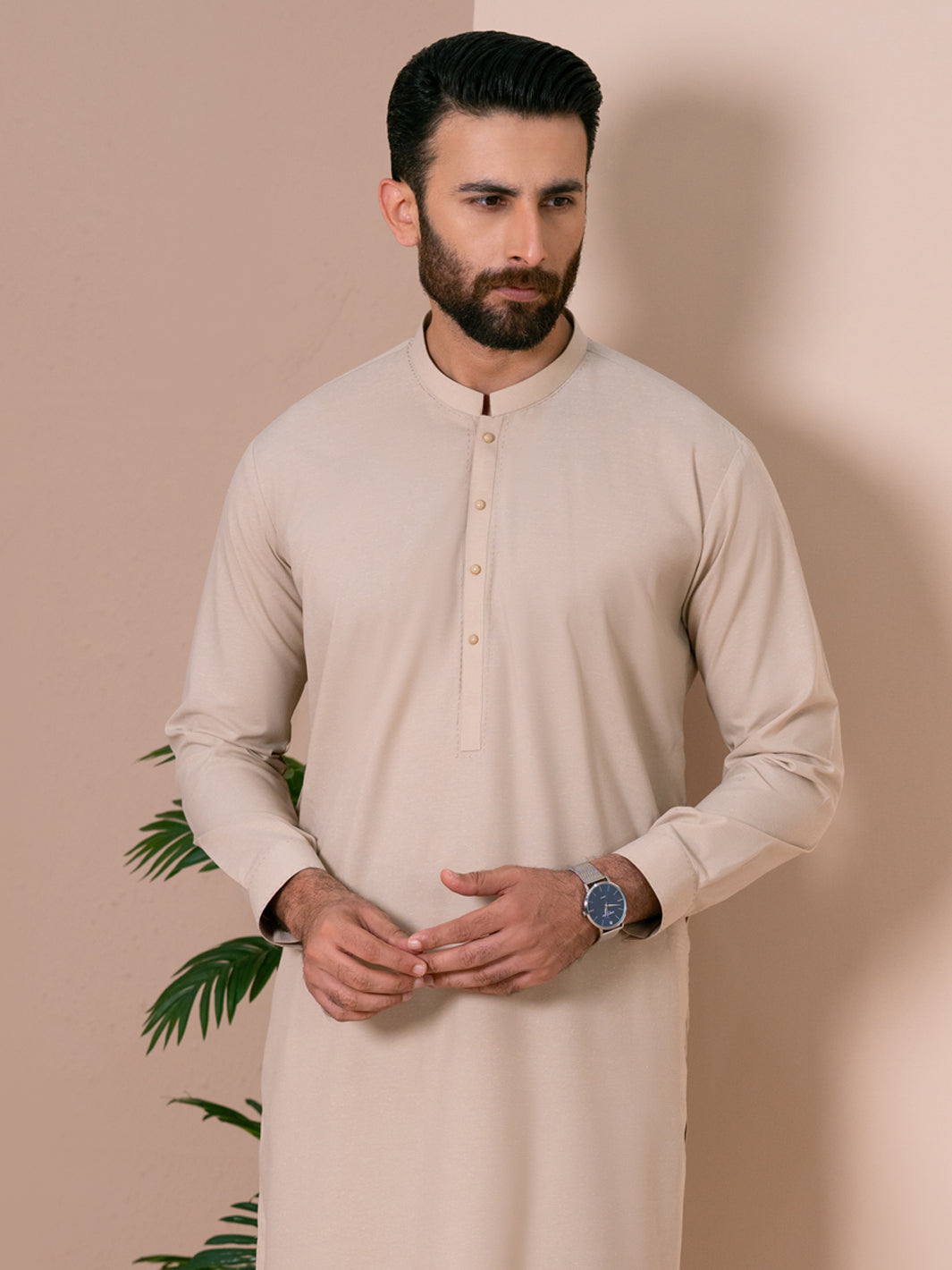 Beige Kameez Shalwar - AL-KS-3358