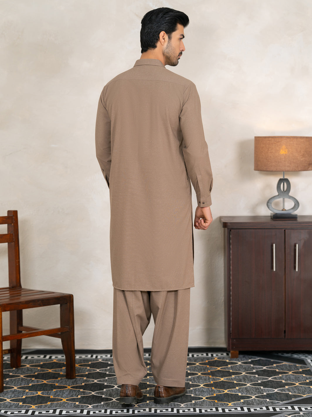 Brown Cut & Sew Kameez Shalwar - AL-KS-3359