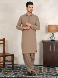 Brown Cut & Sew Kameez Shalwar - AL-KS-3359