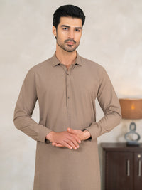 Brown Cut & Sew Kameez Shalwar - AL-KS-3359
