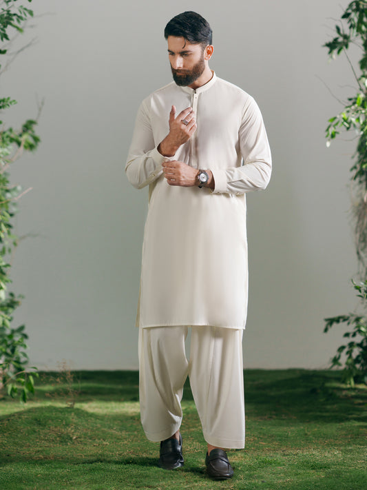 White Cut & Sew Kameez Shalwar - AL-KS-3360