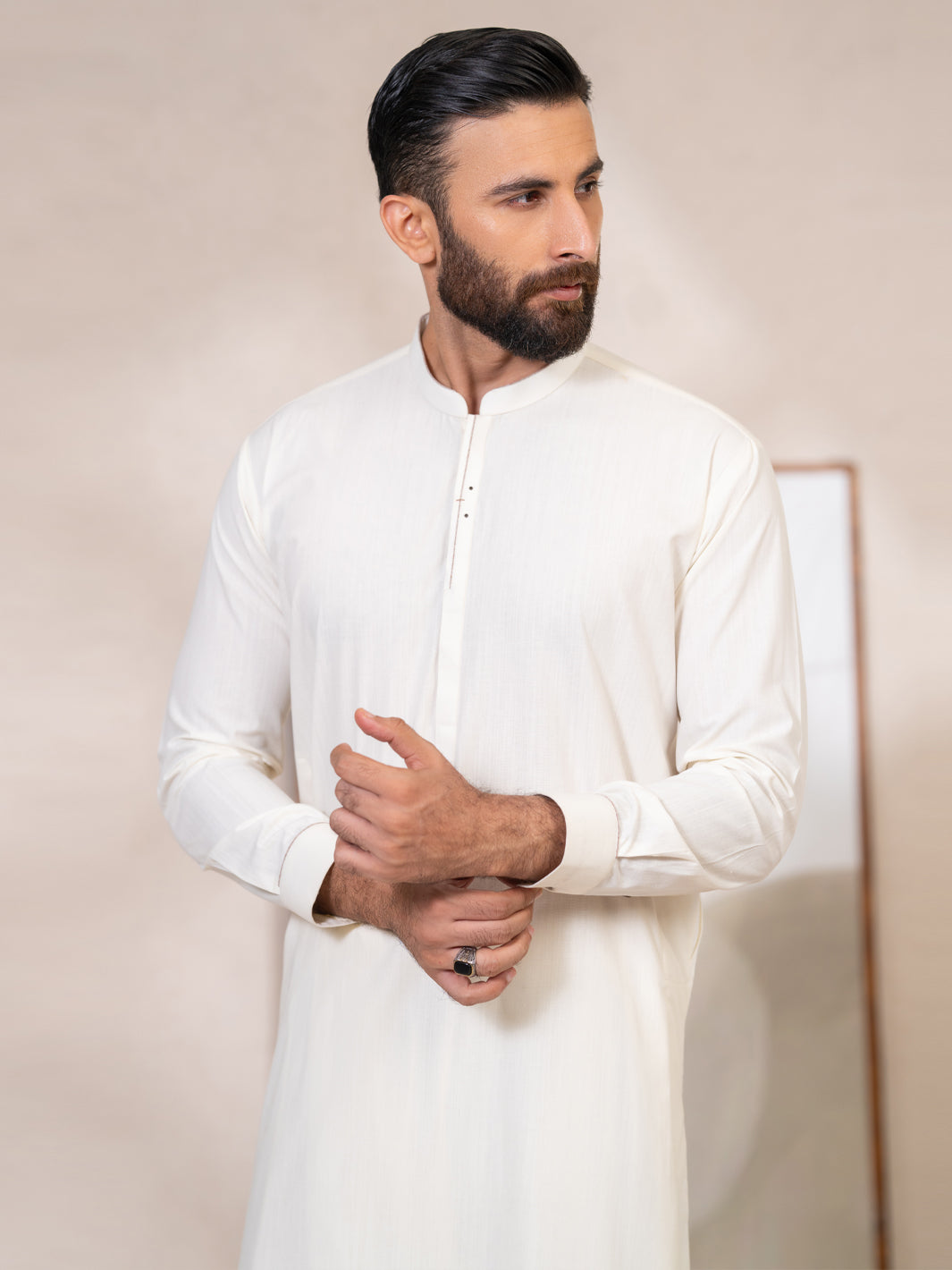 Cream Cut & Sew Kameez Shalwar - AL-KS-3361