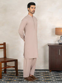 Beige Semi-Formal Kameez Shalwar - AL-KS-3362