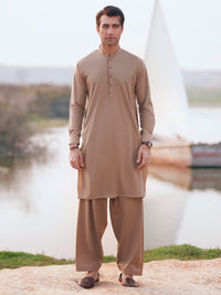 Beige Cut & Sew Kameez Shalwar - AL-KS-3363