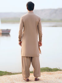 Beige Cut & Sew Kameez Shalwar - AL-KS-3363
