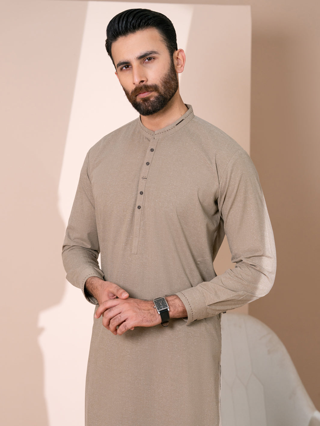 Brown Cuts & Sew Kameez Shalwar - AL-KS-3364