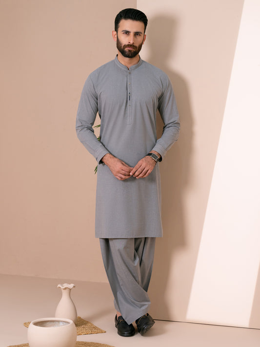Grey Cuts & Sew Kameez Shalwar - AL-KS-3365