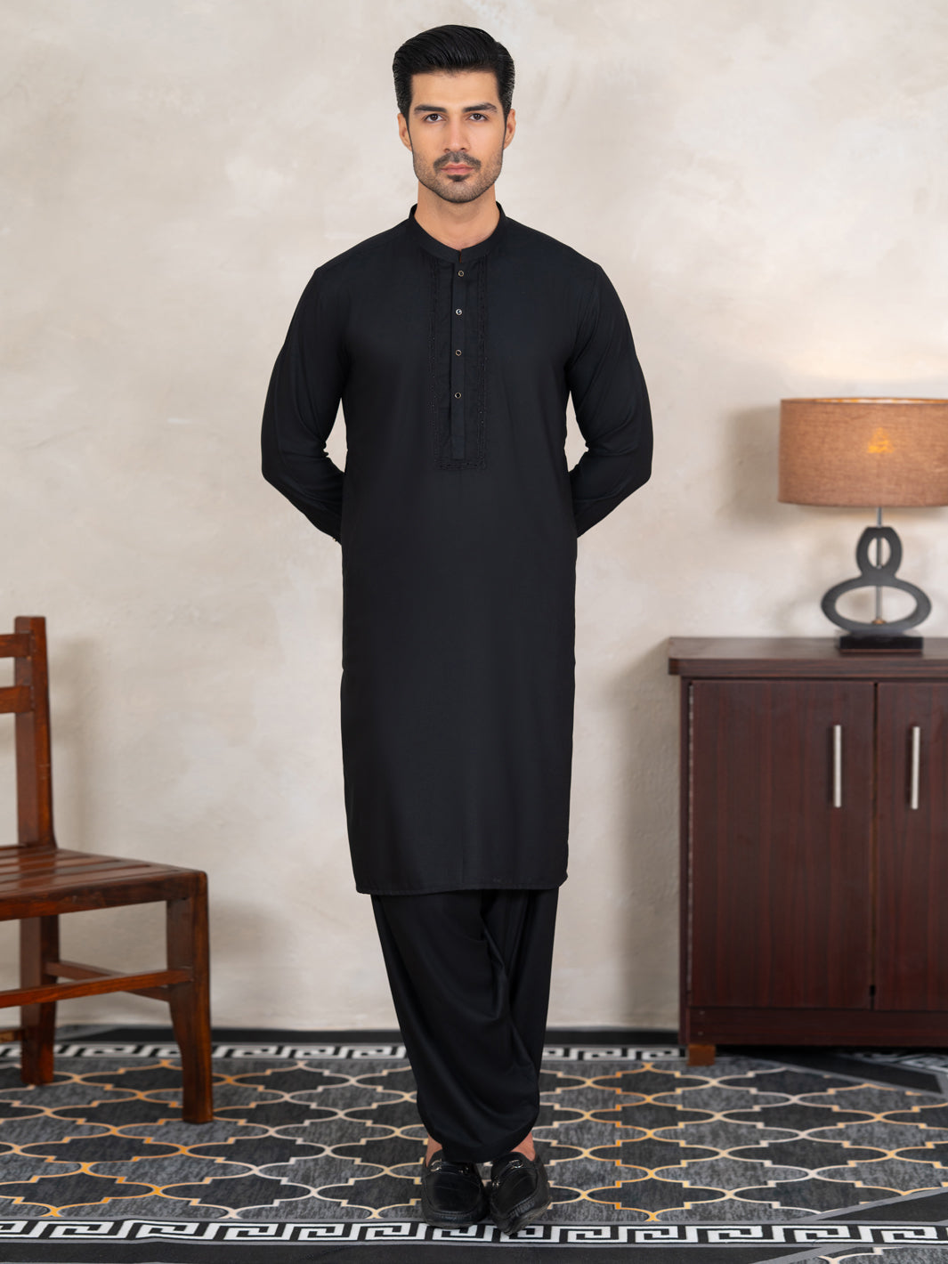 Black Kameez Shalwar - AL-KS-3369