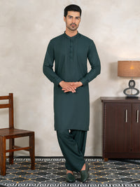 Dark Green Kameez Shalwar - AL-KS-3372