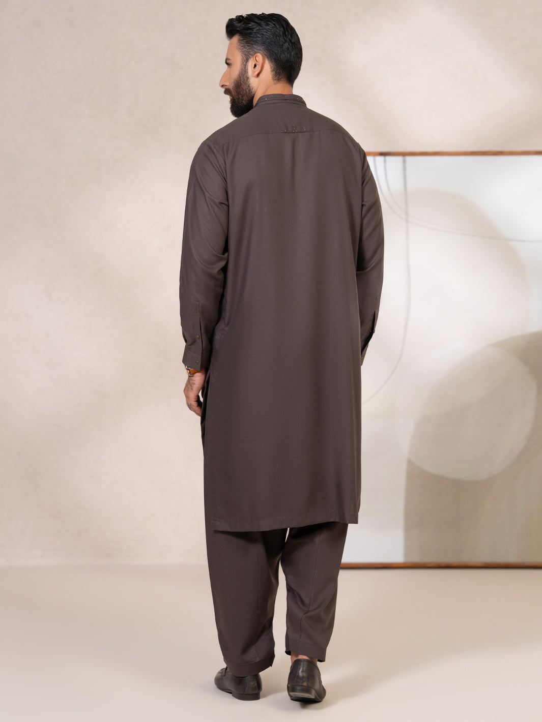 Dark Brown Kameez Shalwar - AL-KS-3416