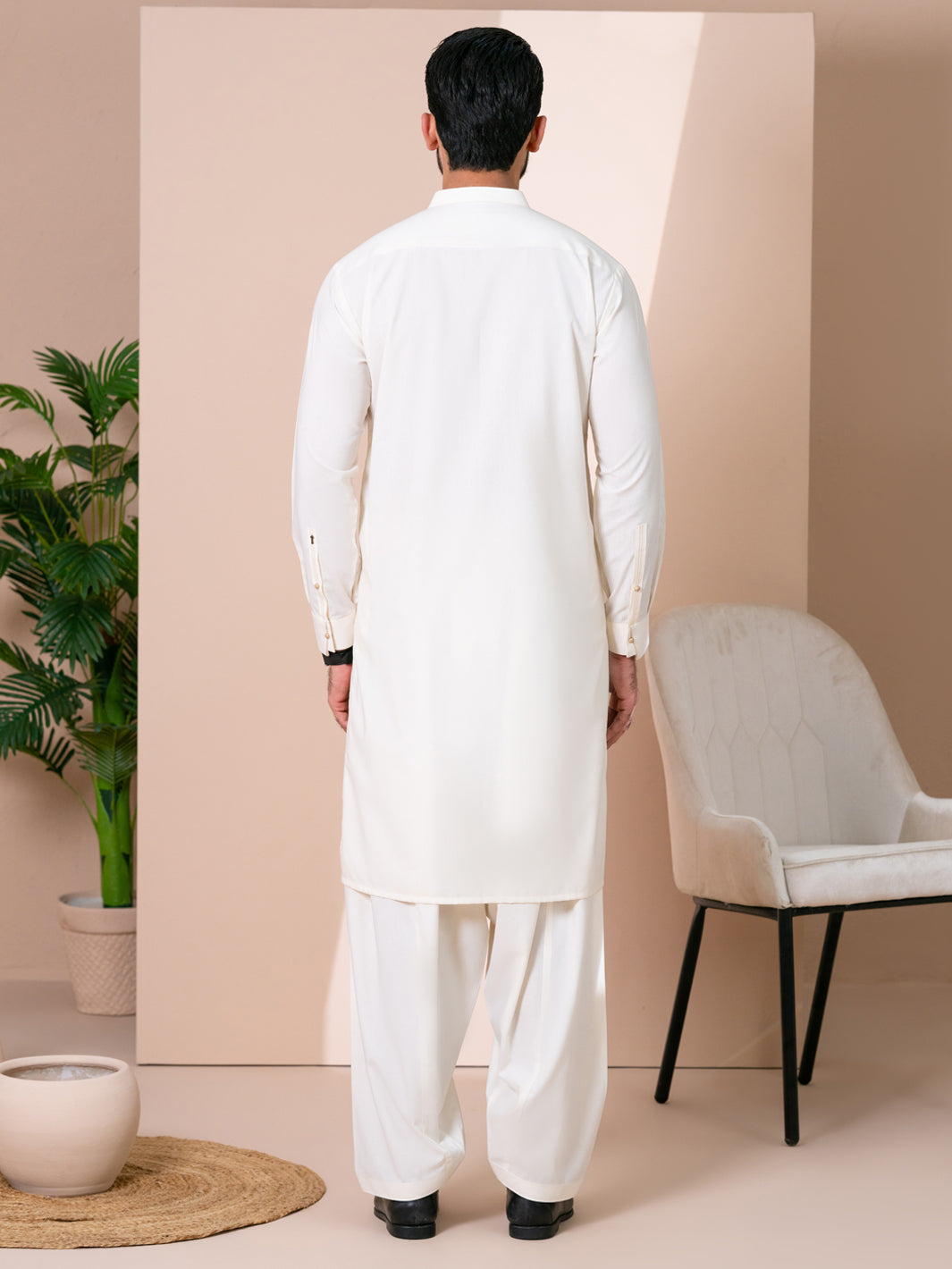 Off White Kameez Shalwar - AL-KS-3378