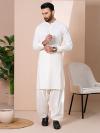 Off White Kameez Shalwar - AL-KS-3378