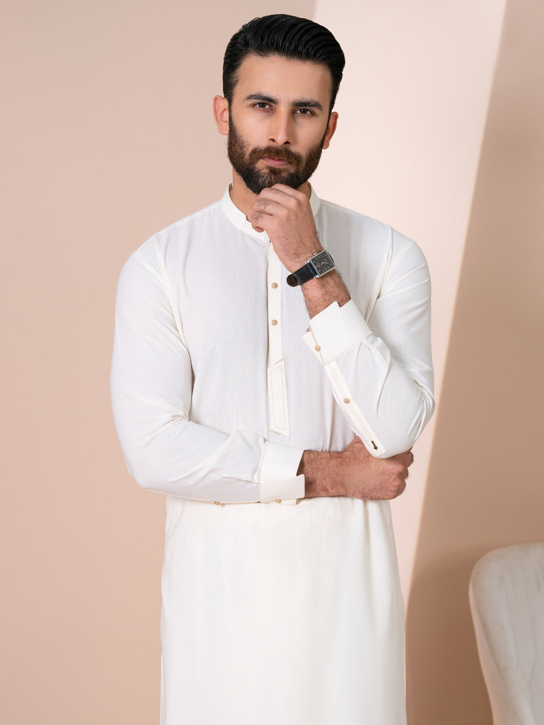 Off White Kameez Shalwar - AL-KS-3378