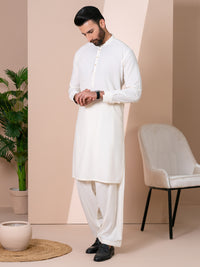 Off White Kameez Shalwar - AL-KS-3378