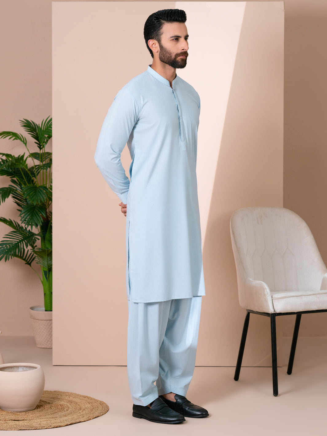 Light Blue Kameez Shalwar - AL-KS-3379