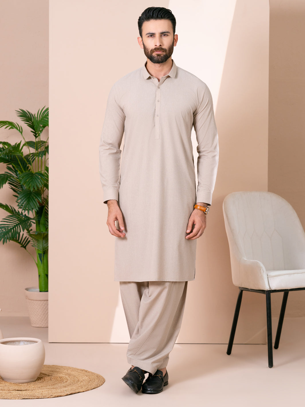 Fawn Kameez Shalwar - AL-KS-3381
