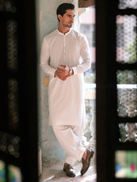 White Kameez Shalwar - AL-KS-3382